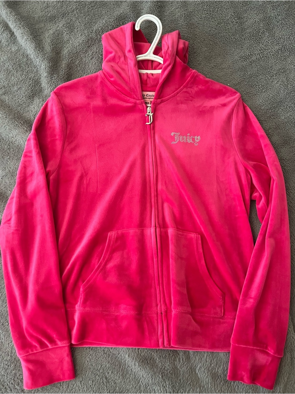 Juicy Couture Girls Bright Pink Velour Zip Hoodie